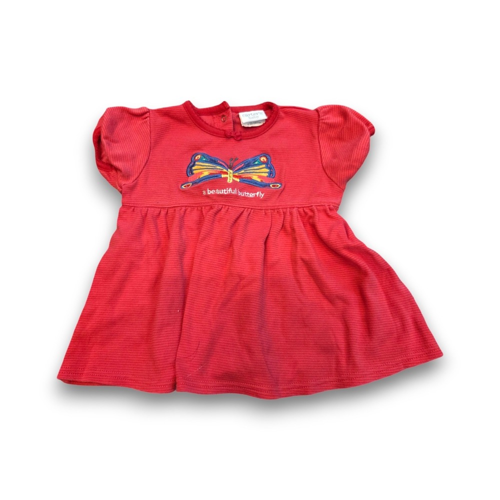 Vintage 2002 Carter's Eric Carle Hungry Caterpillar Pink Butterfly Dress 9-12m